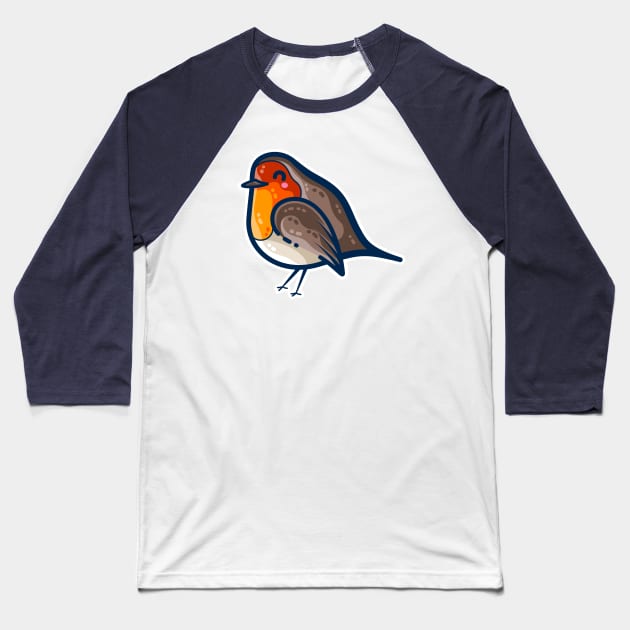 Robin Kawaii Cute Bird Baseball T-Shirt by freeves